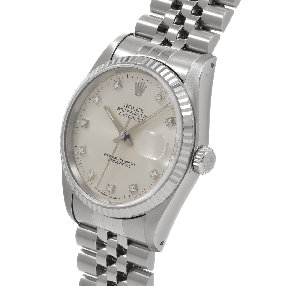 DATE JUST 16234G S (manufactured circa 1993) Silver/Diamond ROLEX Men's [Pre-Owned].