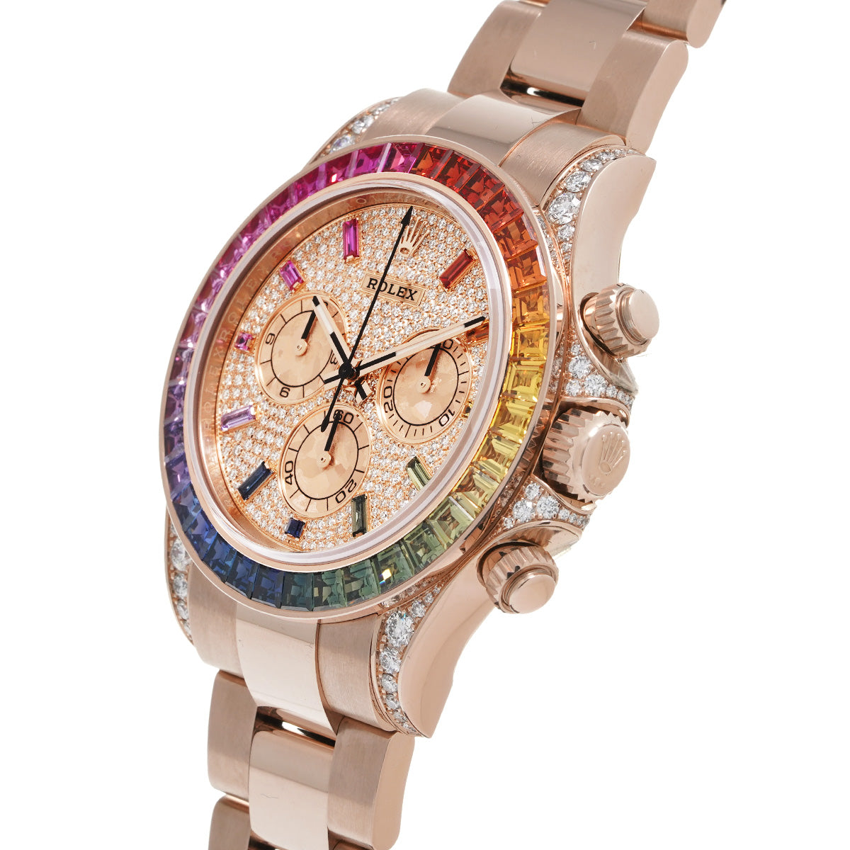 Cosmograph Daytona Rainbow 116595RBOW Random Serial Pav Diamond/Pink Gold Crystal/Sapphire ROLEX Men's [Used].