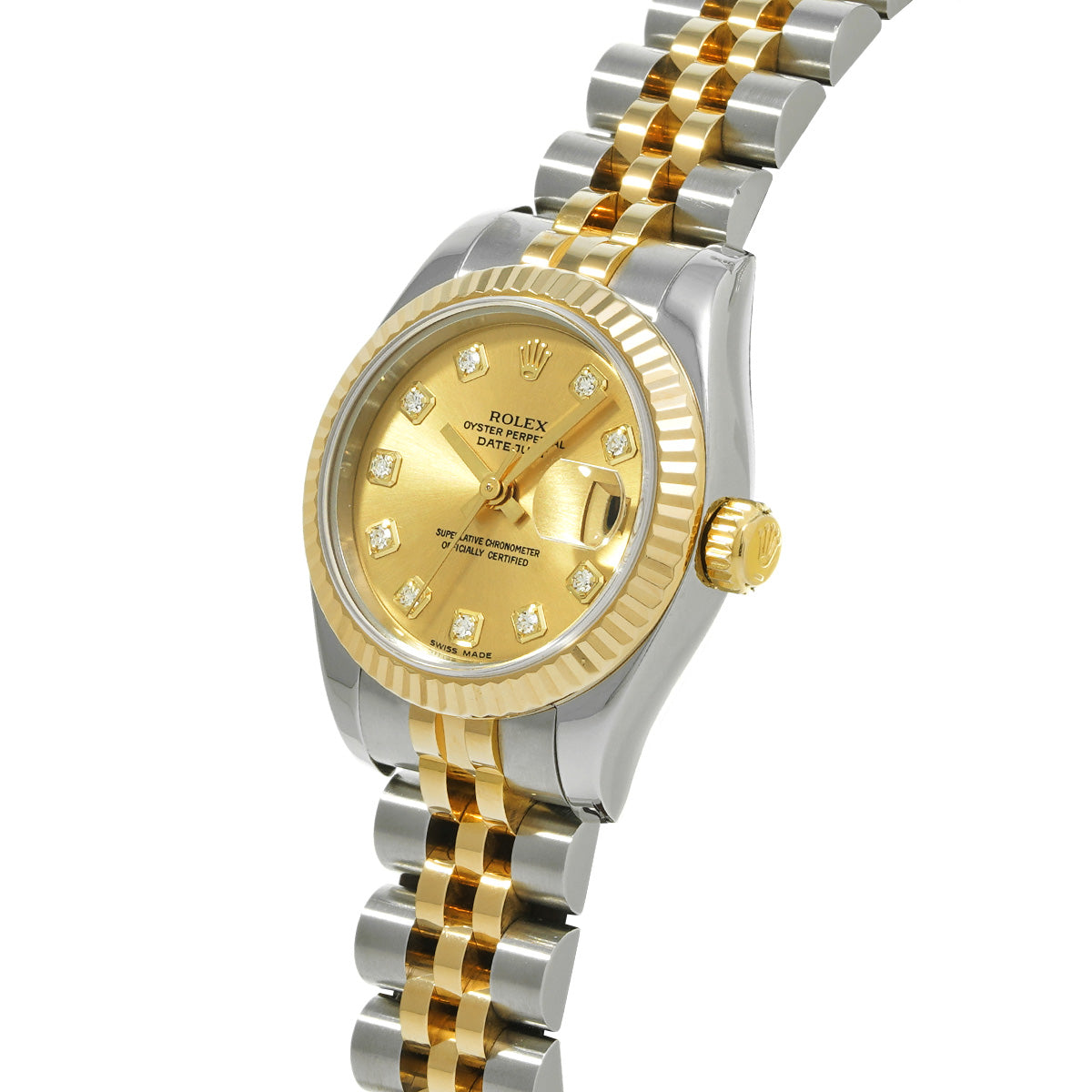 DATE JUST 179173G F (made around 2004) Champagne/Diamond ROLEX Ladies [Pre-Owned].