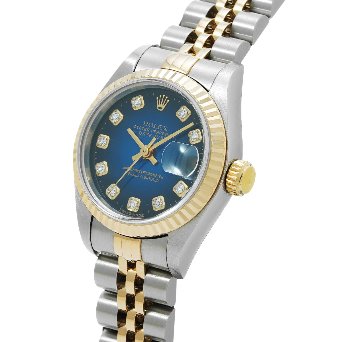 DATE JUST 69173G T (manufactured circa 1996) Blue Gradation/Diamond ROLEX Ladies [Pre-Owned].