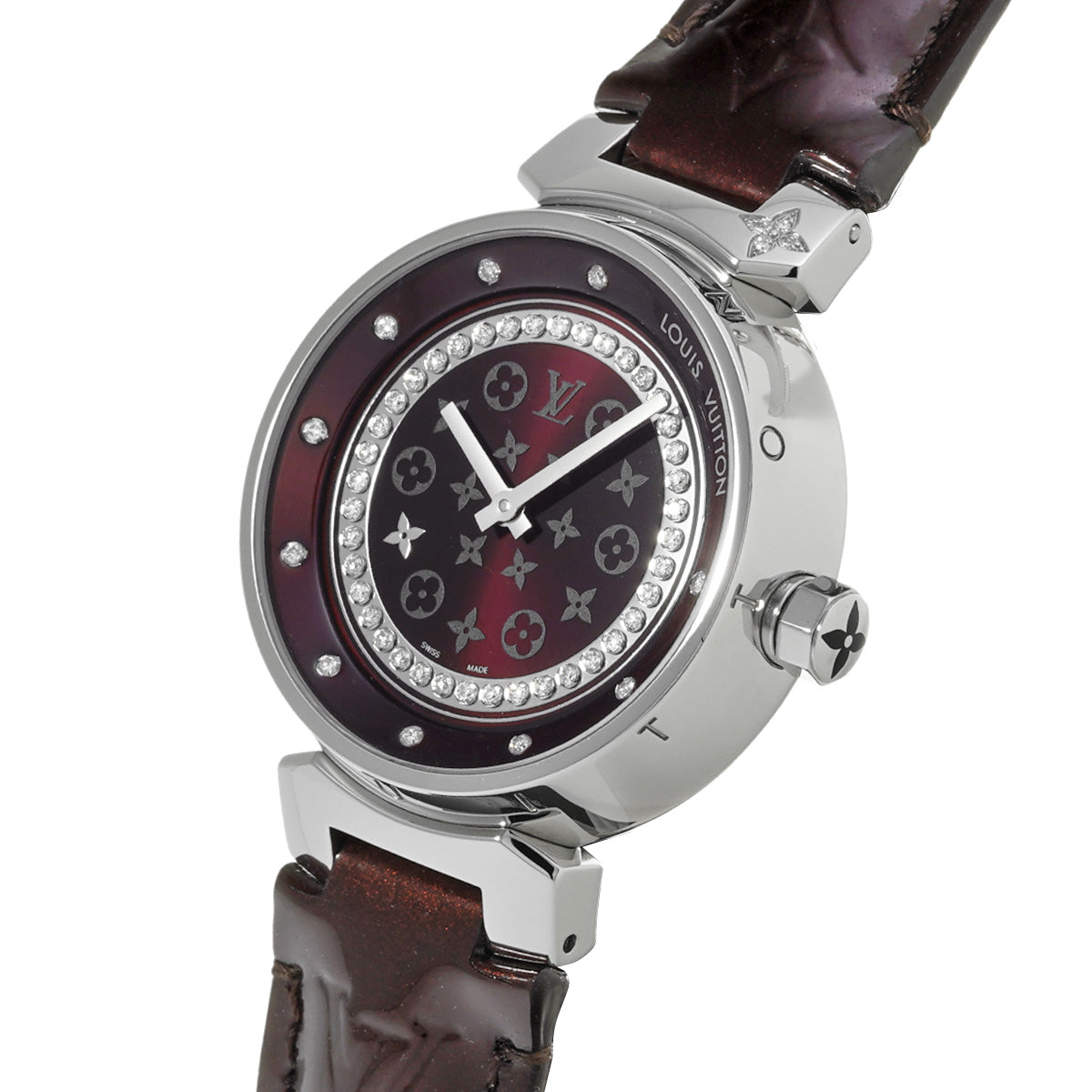 Tambour Disc Amaranth Diamont MM Q1319 Amaranth/Diamond LOUIS VUITTON Ladies [Pre-owned]