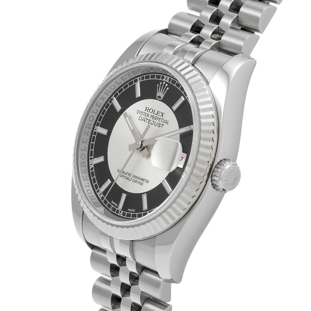 DATE JUST 116234 D (manufactured circa 2006) Silver/Black ROLEX Men's [Pre-Owned].