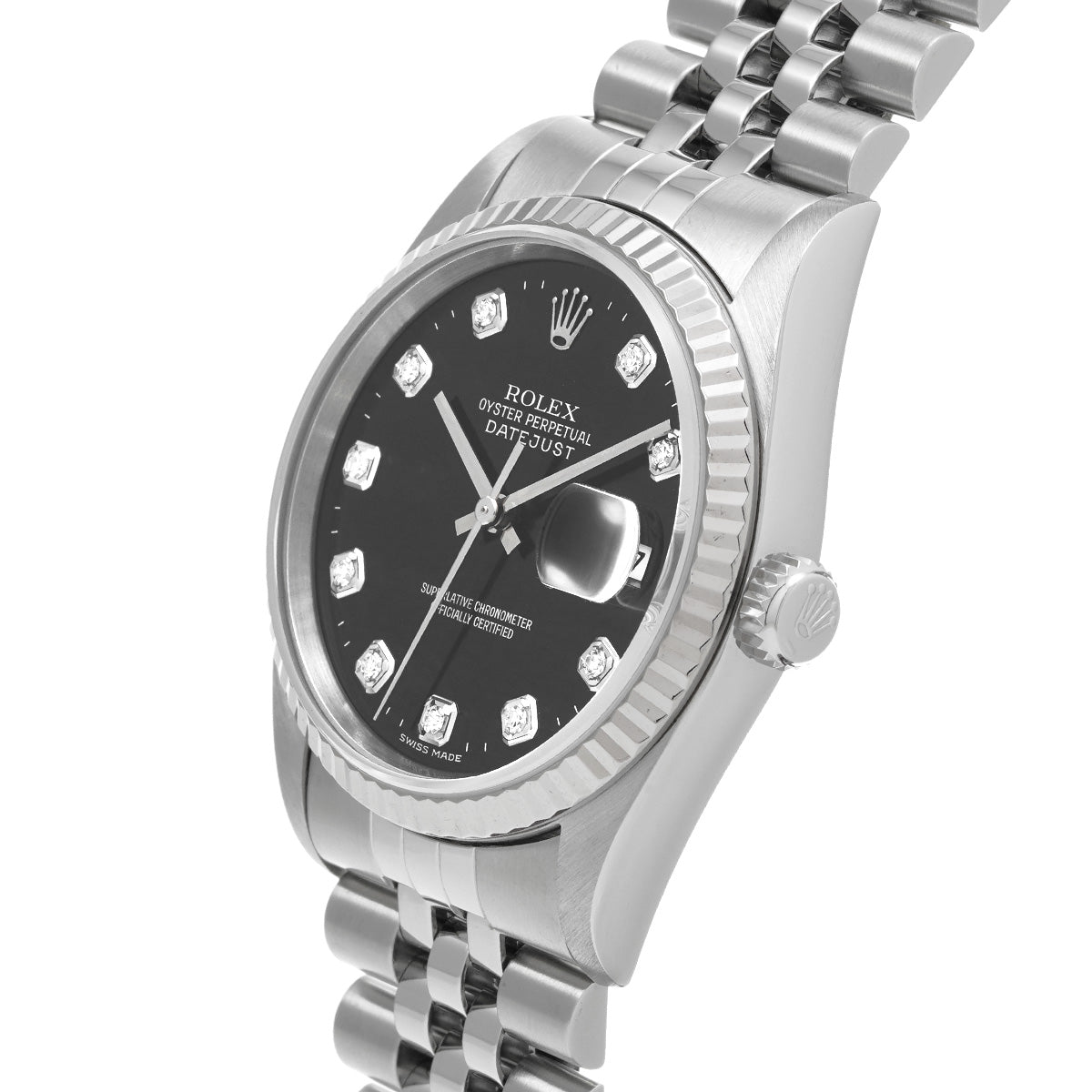 DATE JUST 16234G P (made around 2000) Black/Diamond ROLEX Men's [Pre-Owned].