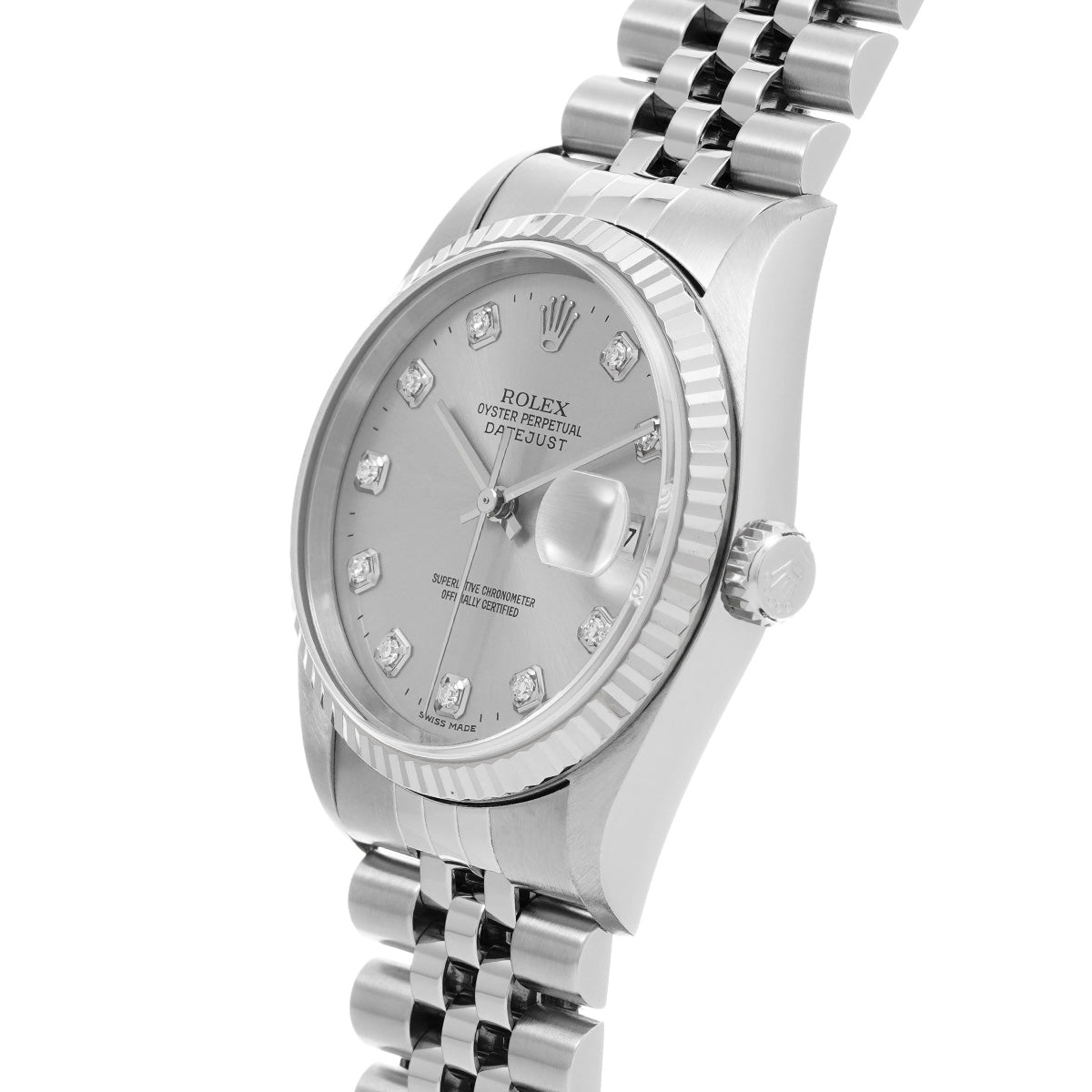 DATE JUST 16234G Y (made around 2002) Silver/Diamond ROLEX Men's [Pre-Owned].