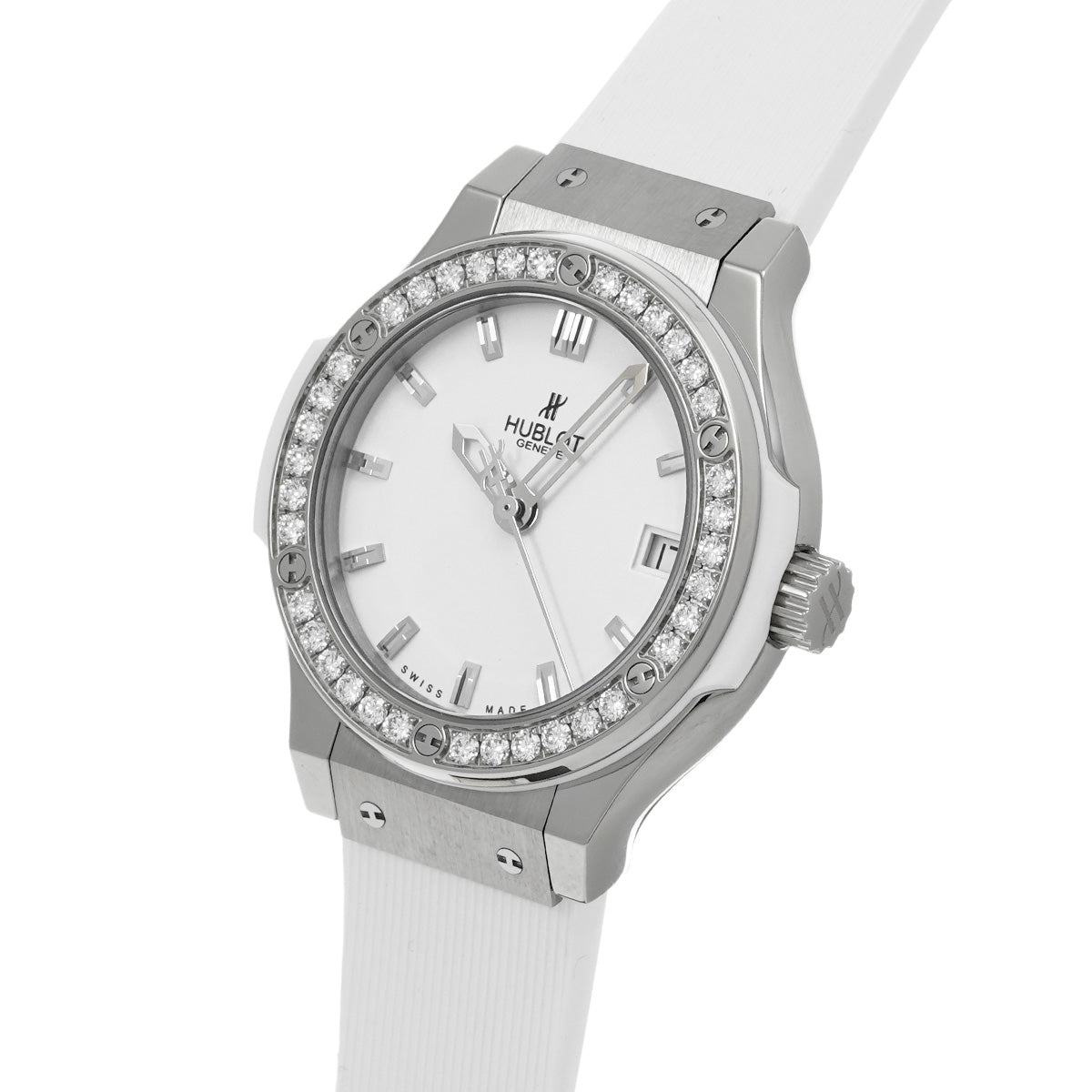 Classic Fusion Titanium White Diamond 581.NE.2010.RW.1104 White HUBLOT Ladies [Pre-Owned]
