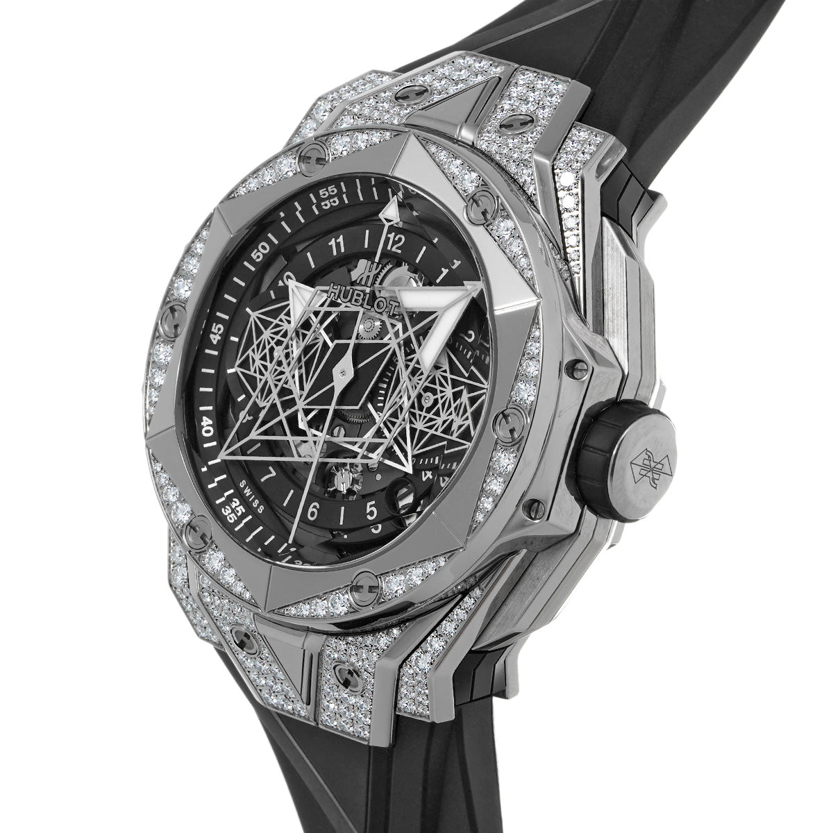 Big Bang Unico Sun Blue II Titanium Pave 418.NX.1107.RX.1604.MXM20 Black Skeleton HUBLOT Men's [Pre-Owned].