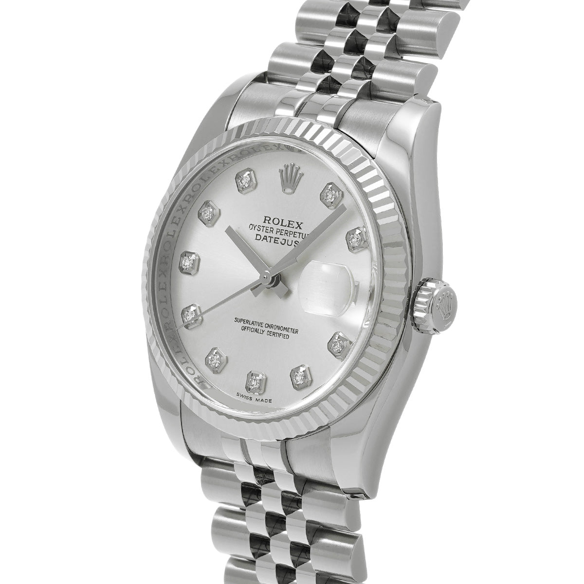DATE JUST 116234G M (manufactured circa 2007) Silver/Diamond ROLEX Men's [Pre-Owned].