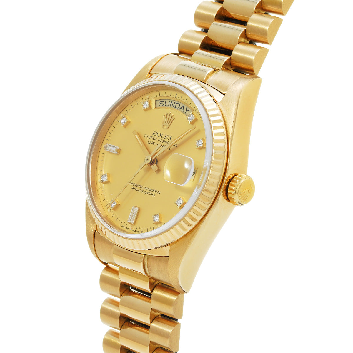 Day Date 18038A 84th (manufactured circa 1984) Champagne/Diamond ROLEX Men's [Pre-Owned].