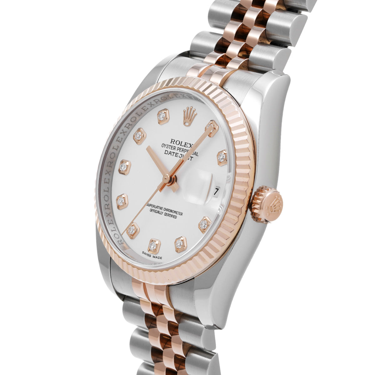 DATE JUST 116231G White/Diamond ROLEX Men's [Pre-Owned].