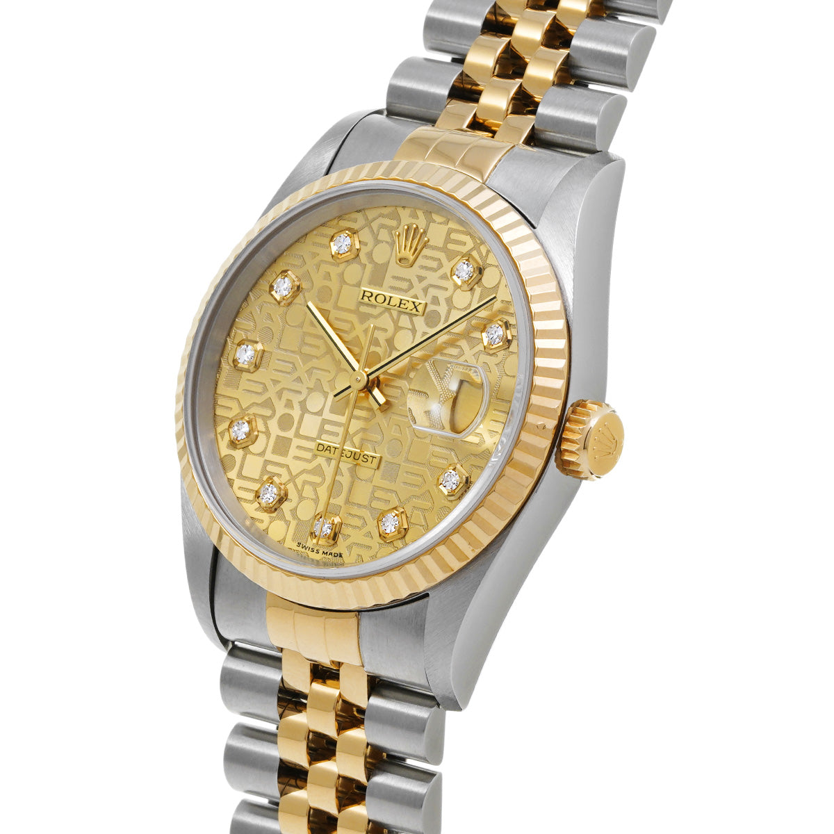 Datejust 16233G U (manufactured circa 1997) Champagne Computer/Diamond ROLEX Men's [Pre-Owned].