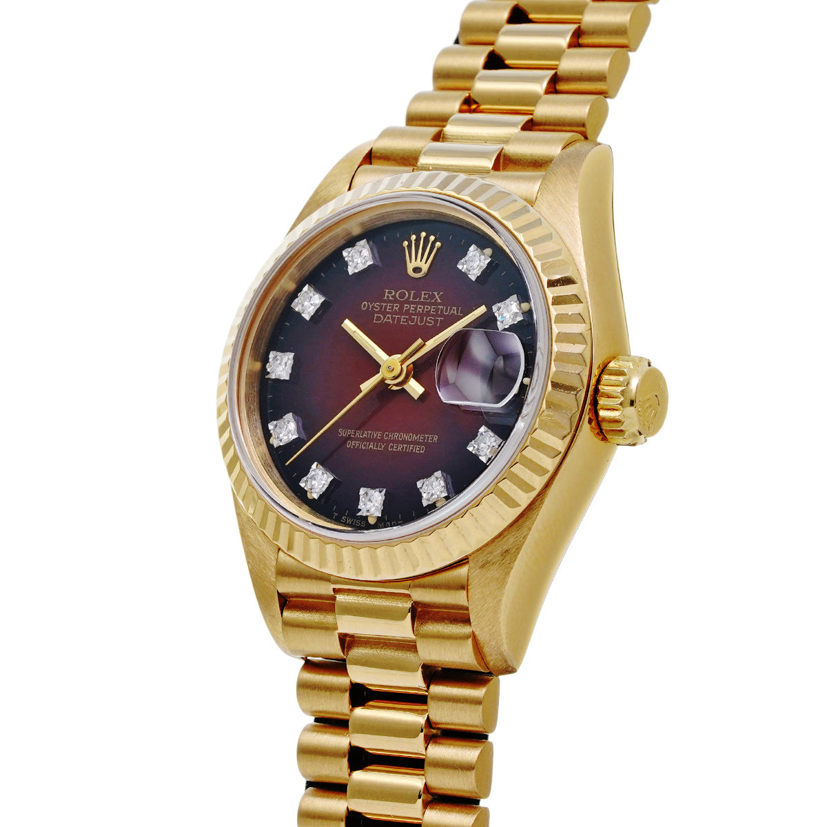 DATE JUST 69178G 87th (manufactured circa 1984) Cherry Gradation/Diamond ROLEX Ladies [Pre-Owned].