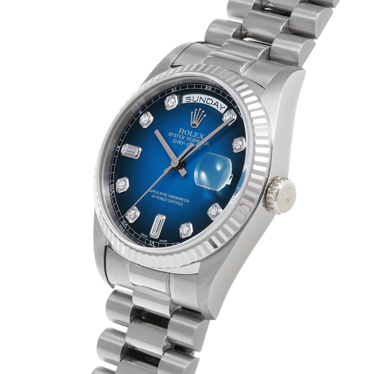 Day Date 18239A S (manufactured circa 1993) Blue Gradation/Diamond ROLEX Men's [Pre-Owned].