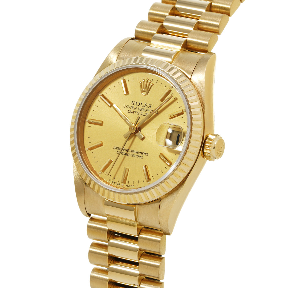 DATE JUST 68278G L (manufactured circa 1989) Champagne/Diamond ROLEX Unisex [Pre-Owned].