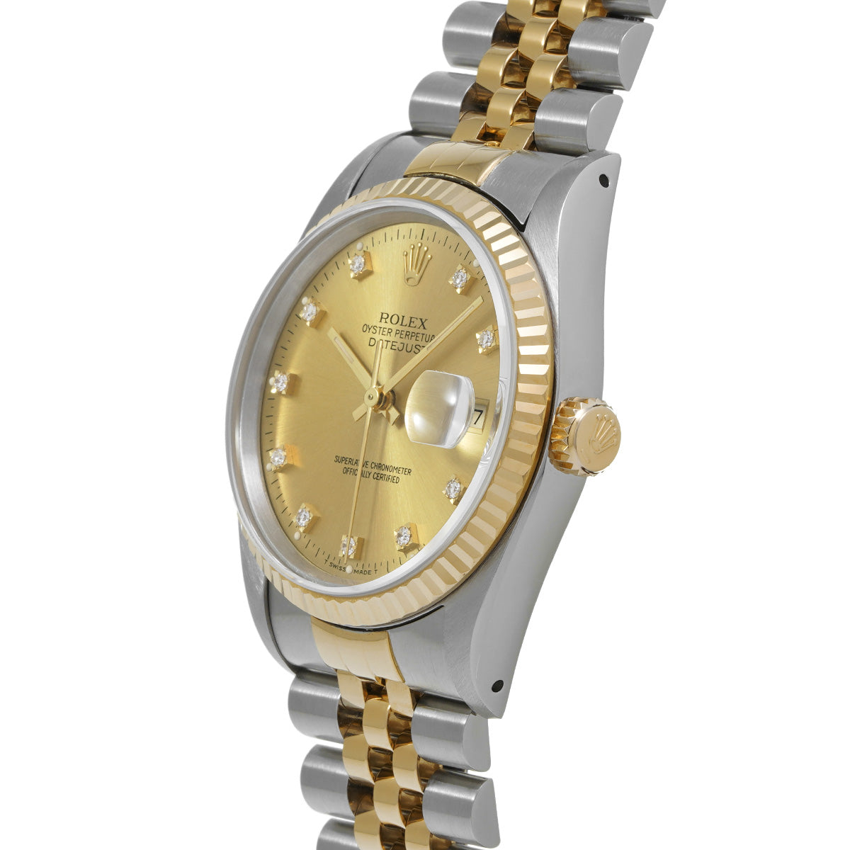 DATE JUST 16233G X (manufactured circa 1993) Champagne/Diamond ROLEX Men's [Pre-Owned].