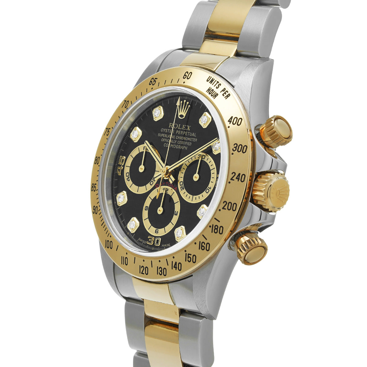 Cosmograph Daytona 16523G U No. (manufactured circa 1997) Black/Diamond ROLEX Men's [Pre-Owned].