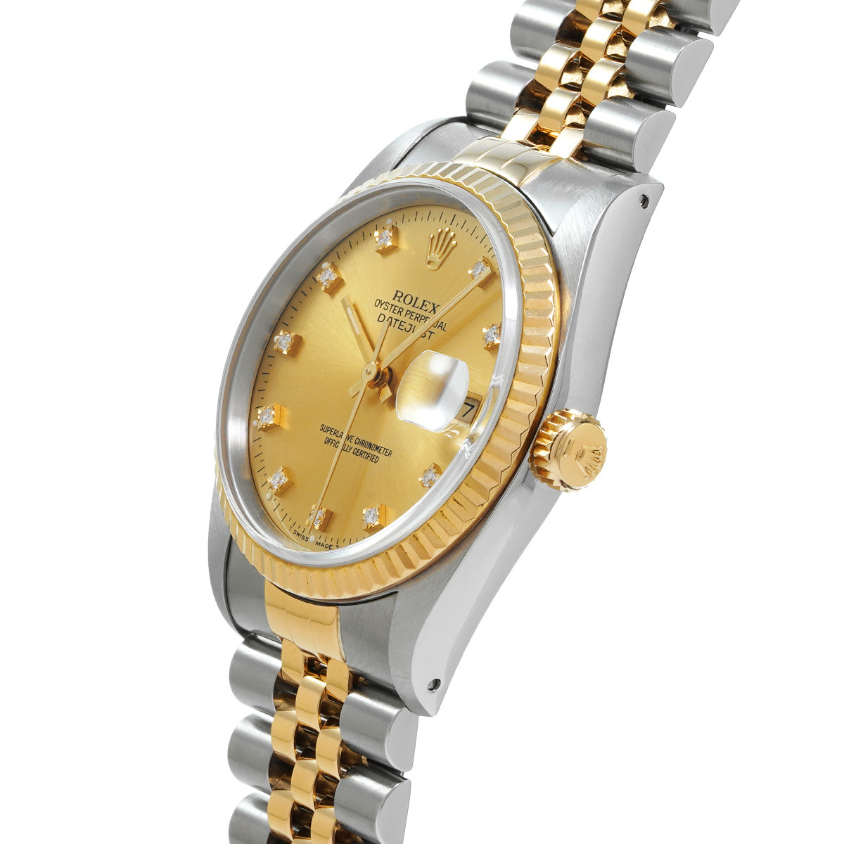 DATE JUST 16233G X (manufactured circa 1991) Champagne/Diamond ROLEX Men's [Pre-Owned].