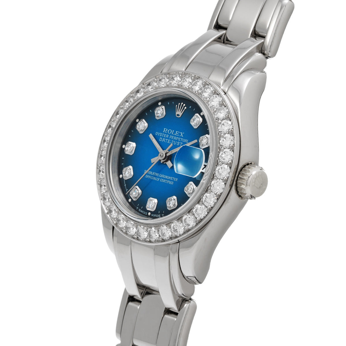 DATE JUST 29 69299G X No. (manufactured circa 1991) Blue Gradation/Diamond ROLEX Ladies [Pre-Owned].