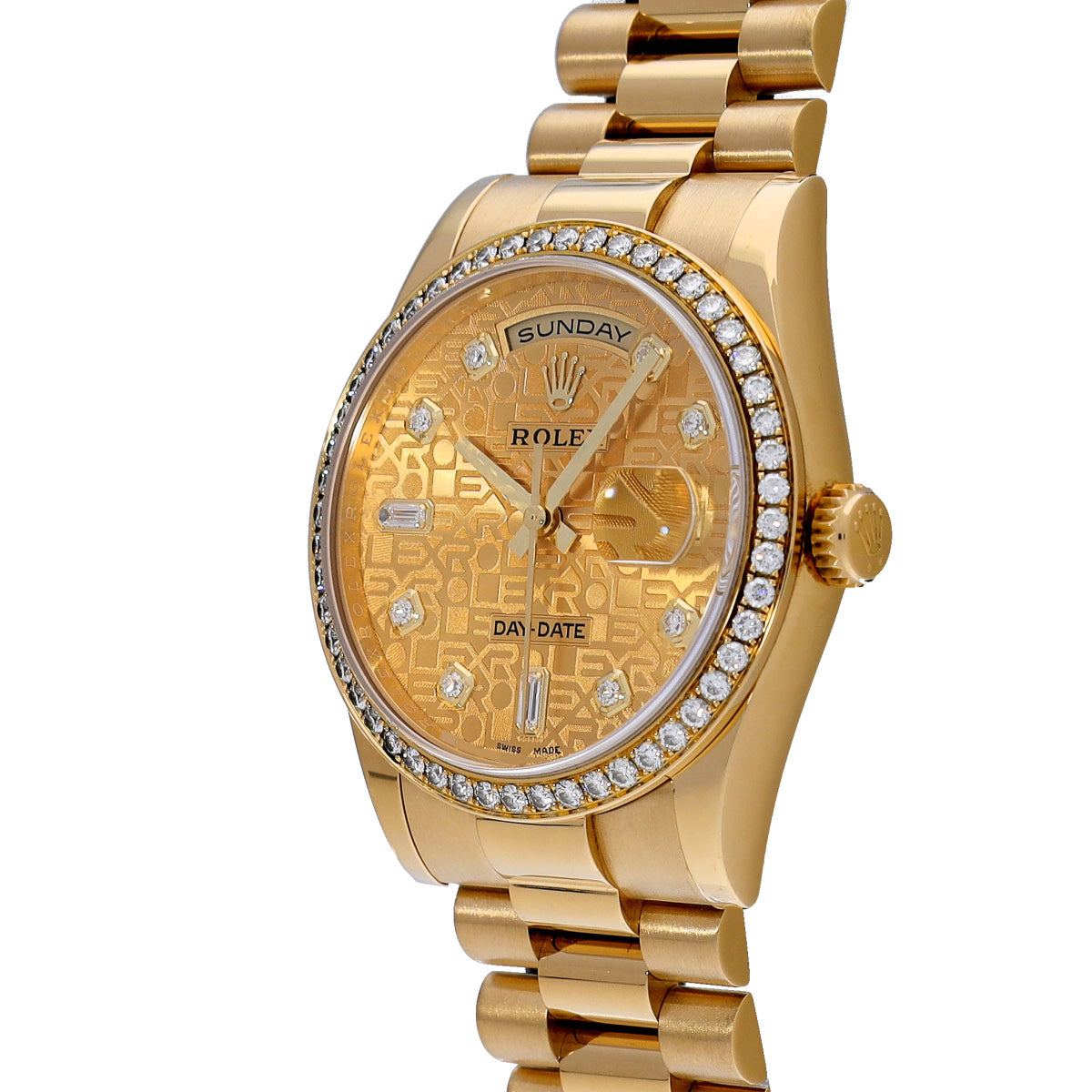 118348A Day Date V (manufactured circa 2009) Champagne Computer/Diamond ROLEX Men's [Pre-Owned].