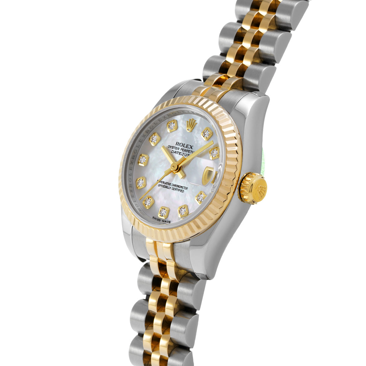 DATE JUST 179173NG M (made around 2008) White MOP/Diamond ROLEX Ladies [Pre-Owned].