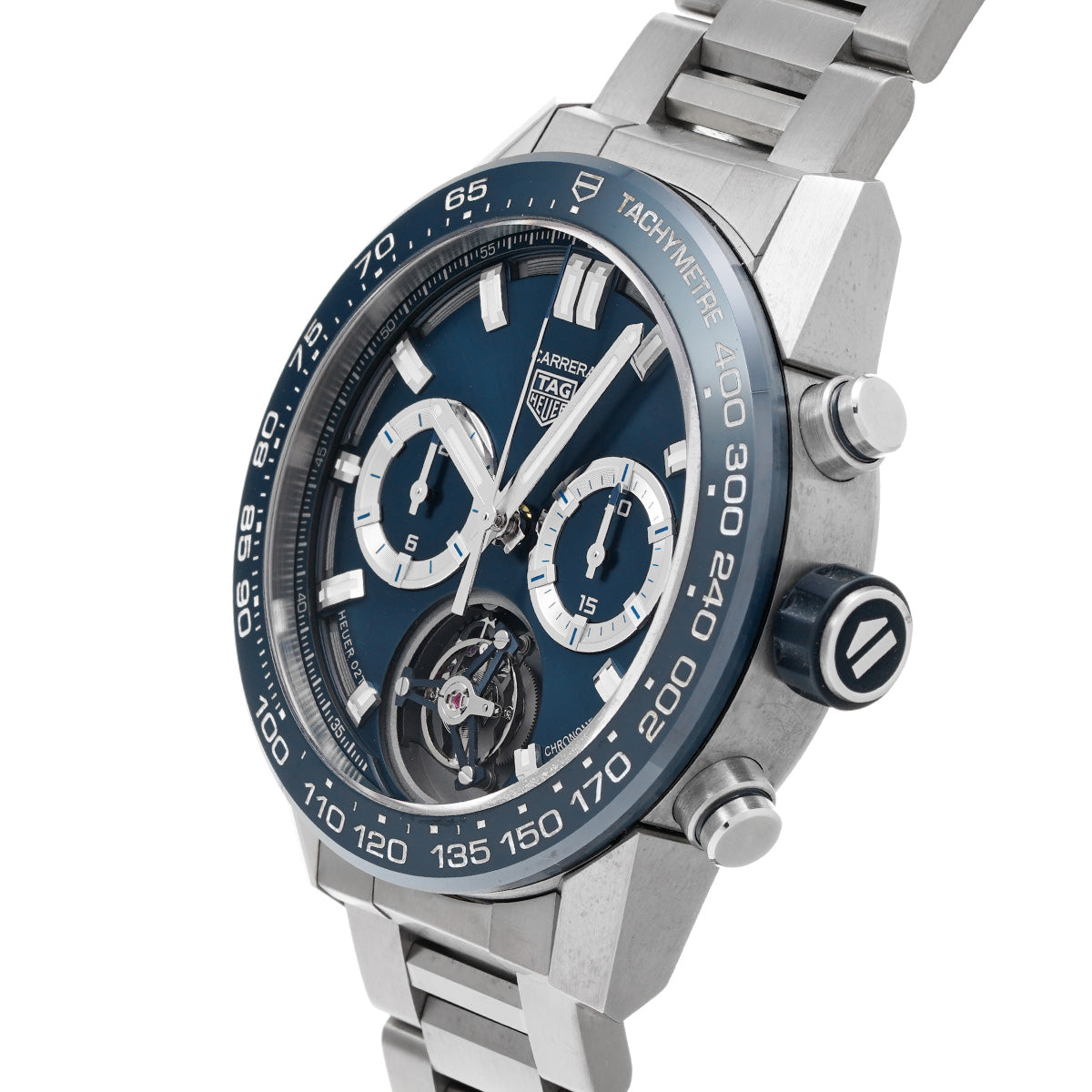 CARRERA Calibre Heuer 02T Chronograph Tourbillon CAR5A8C.BF0707 Blue TAG HEUER Men's [Pre-Owned].