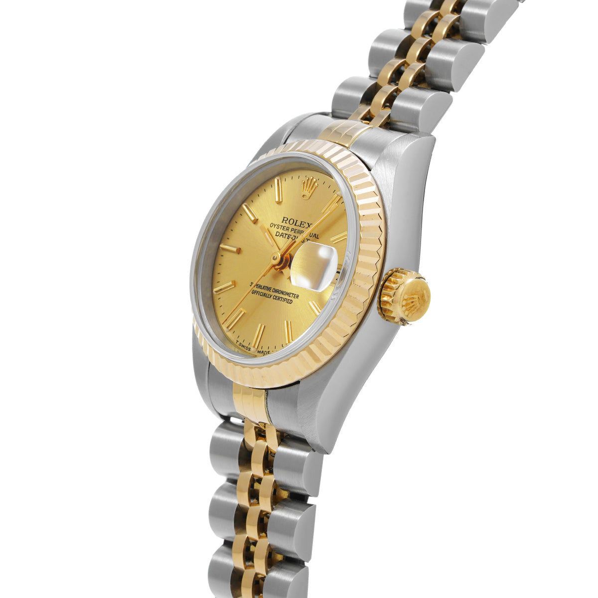 DATE JUST 69173 W (manufactured circa 1995) Champagne ROLEX Ladies [Pre-Owned].