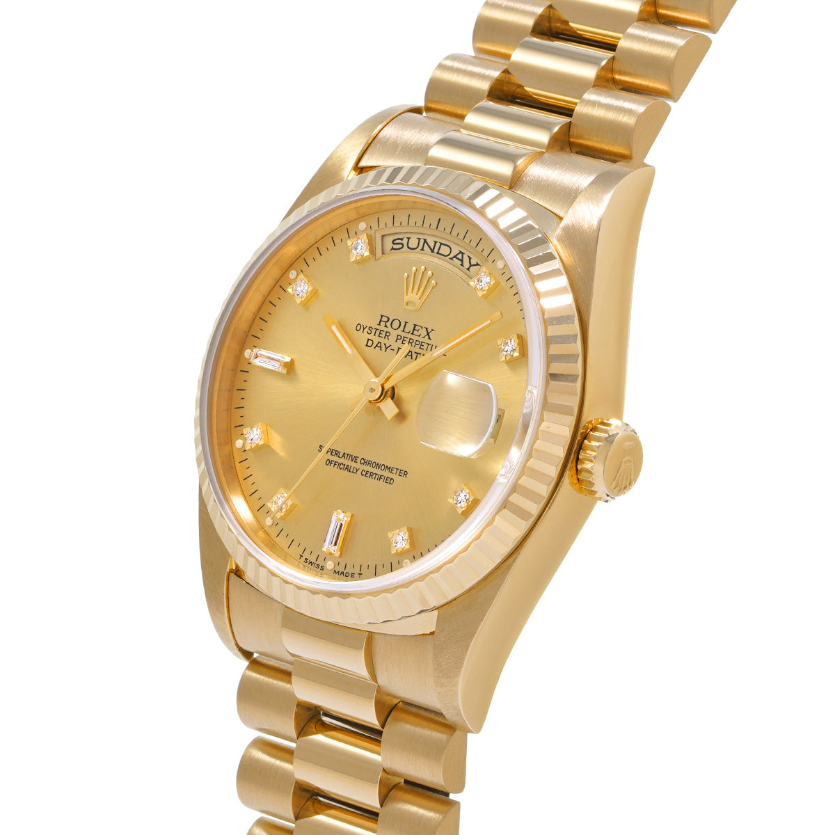 Day Date 18238A S (manufactured circa 1993) Champagne/Diamond ROLEX Men's [Pre-Owned].