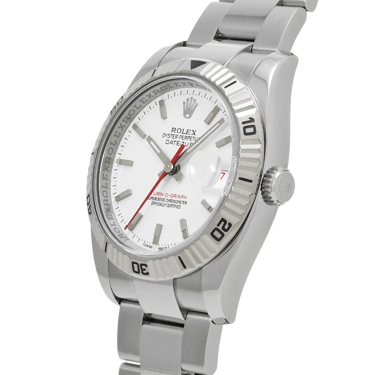 DATE JUST TURNOGRAPH 116264 Z (manufactured circa 2006) White ROLEX Men's [Pre-Owned].