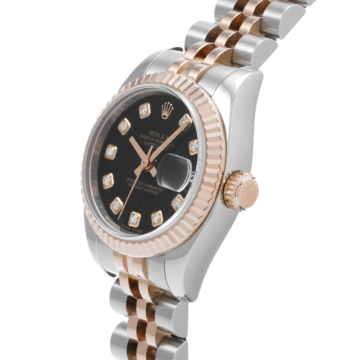 DATE JUST 179171G (manufactured circa 2005) Black/Diamond ROLEX Ladies [Pre-Owned].