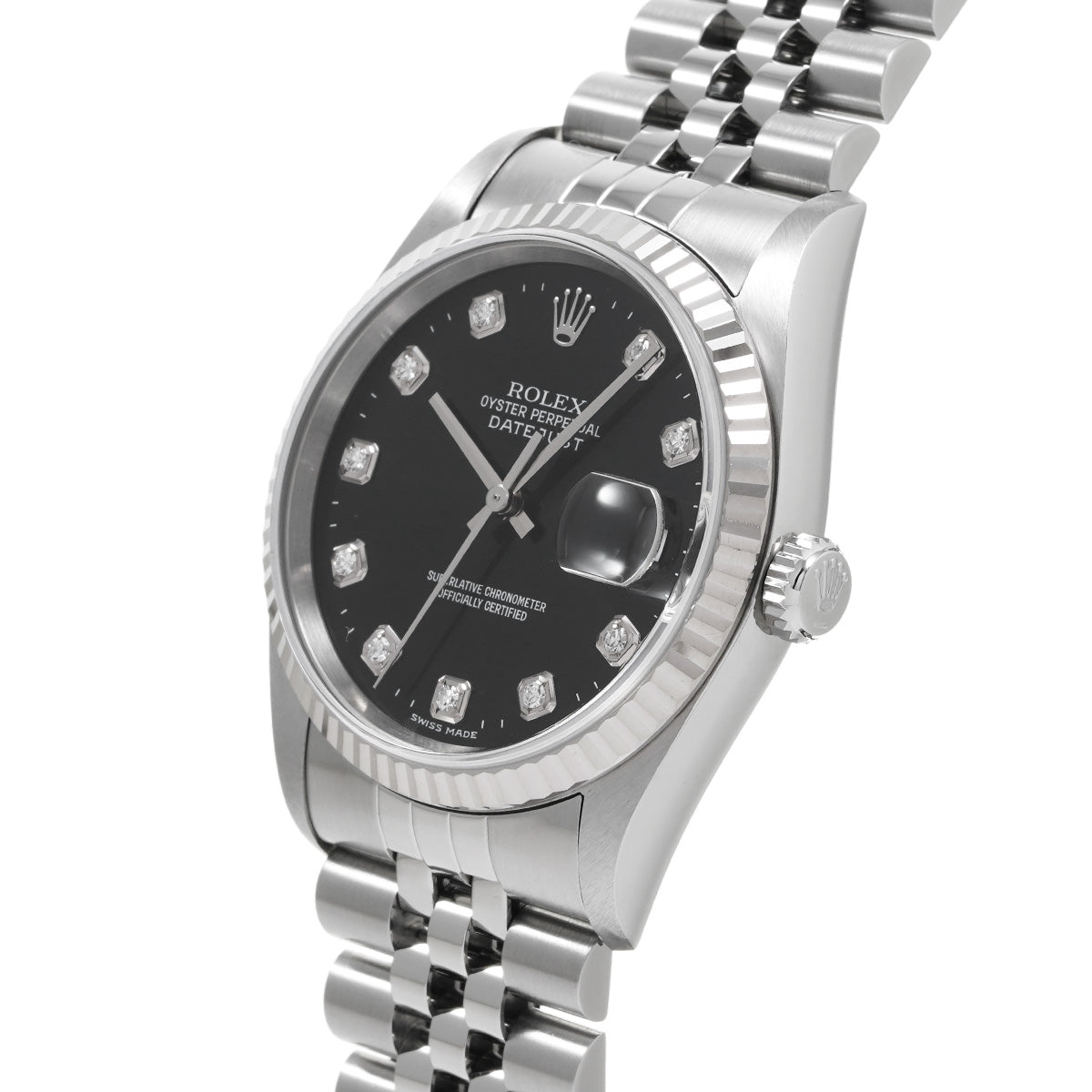 DATE JUST 16234G Y No. (manufactured circa 2003) Black/Diamond ROLEX Men's [Pre-Owned].