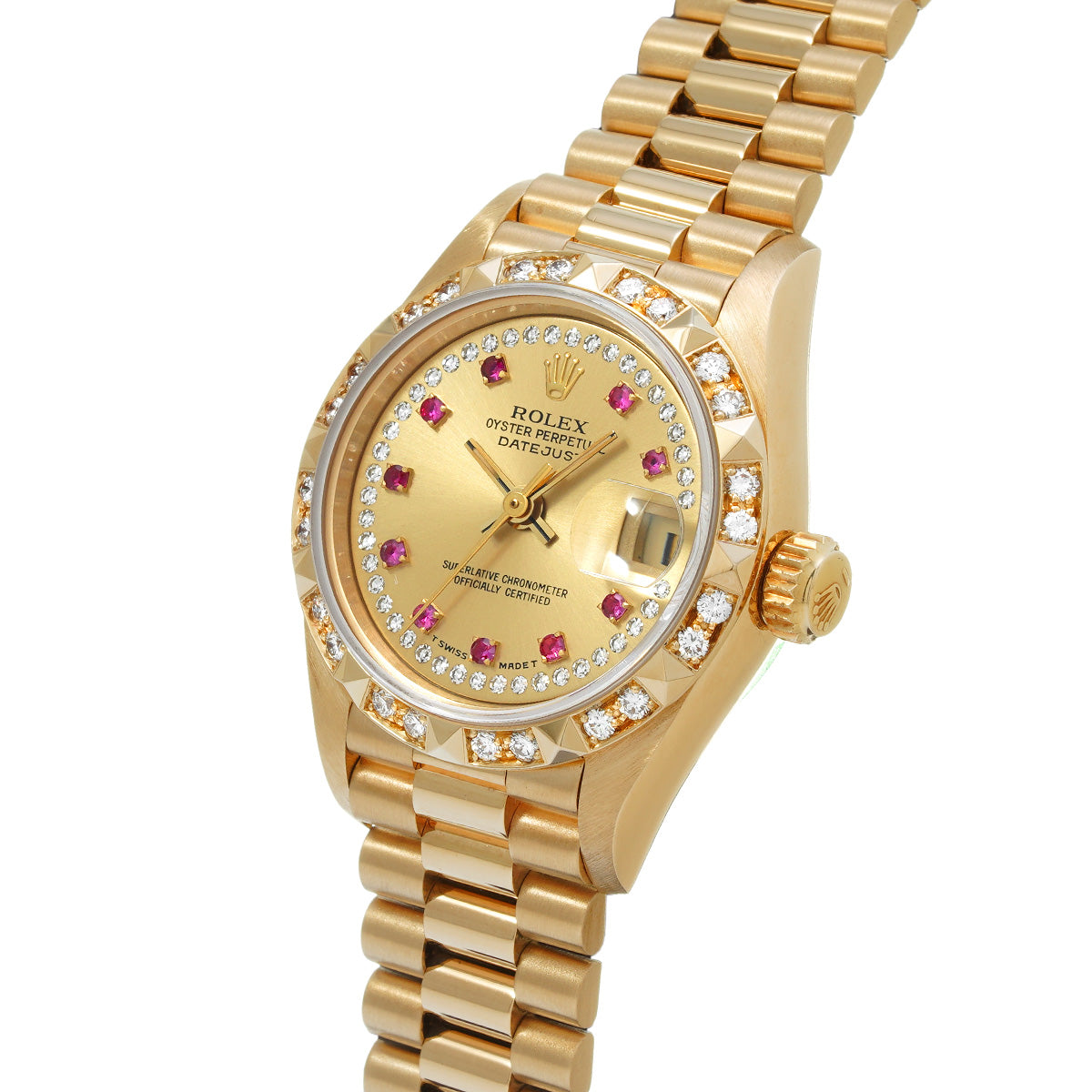 Datejust 69258G E (manufactured circa 1990) Champagne / Diamonds / Pink Sapphire ROLEX Ladies [Pre-owned].