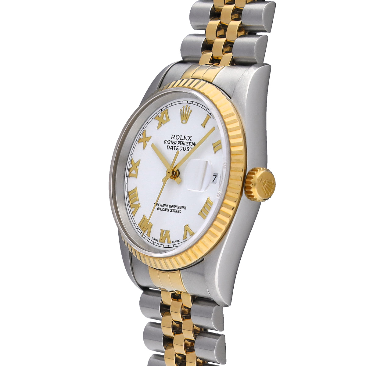 DATE JUST 16233 U (manufactured circa 1997) White ROLEX Men's [Pre-Owned].