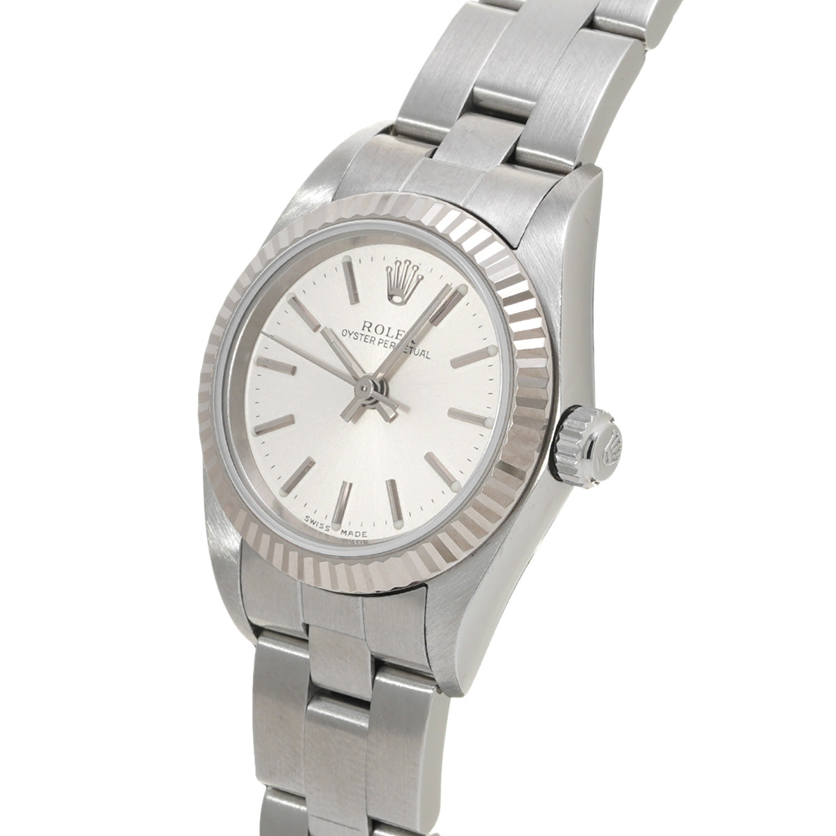 76094 Oyster Perpetual 24 K (manufactured circa 2001) Silver ROLEX Ladies [Pre-owned].