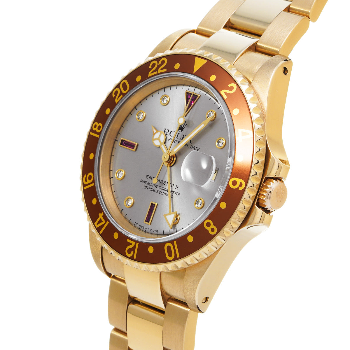 GMT Master II 16718RG X No. (manufactured circa 1991) Silver/Ruby/Diamond ROLEX Men's [Pre-Owned].