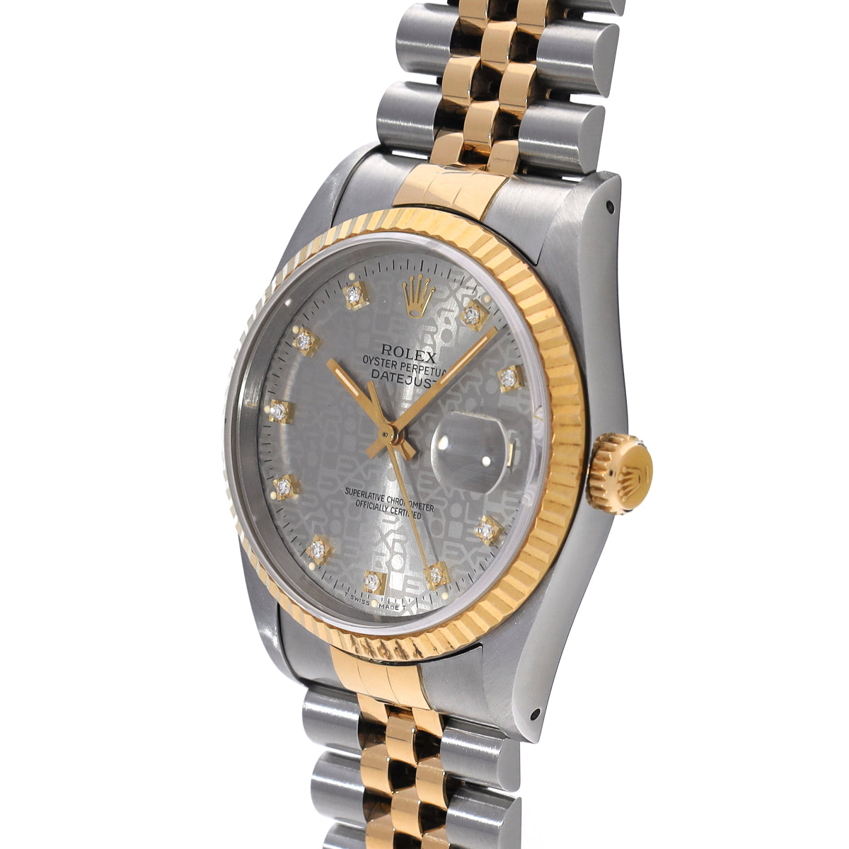 DATE JUST 16233G X (manufactured circa 1993) Gray Computer/Diamond ROLEX Men's [Pre-Owned].