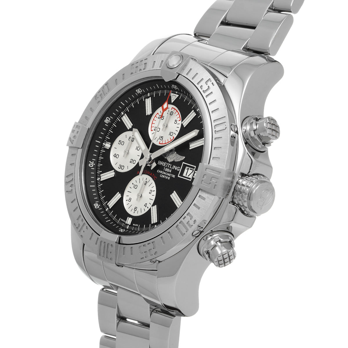 Super Avenger II A1337111/BC29 Black/Silver BREITLING Men's [Pre-Owned].