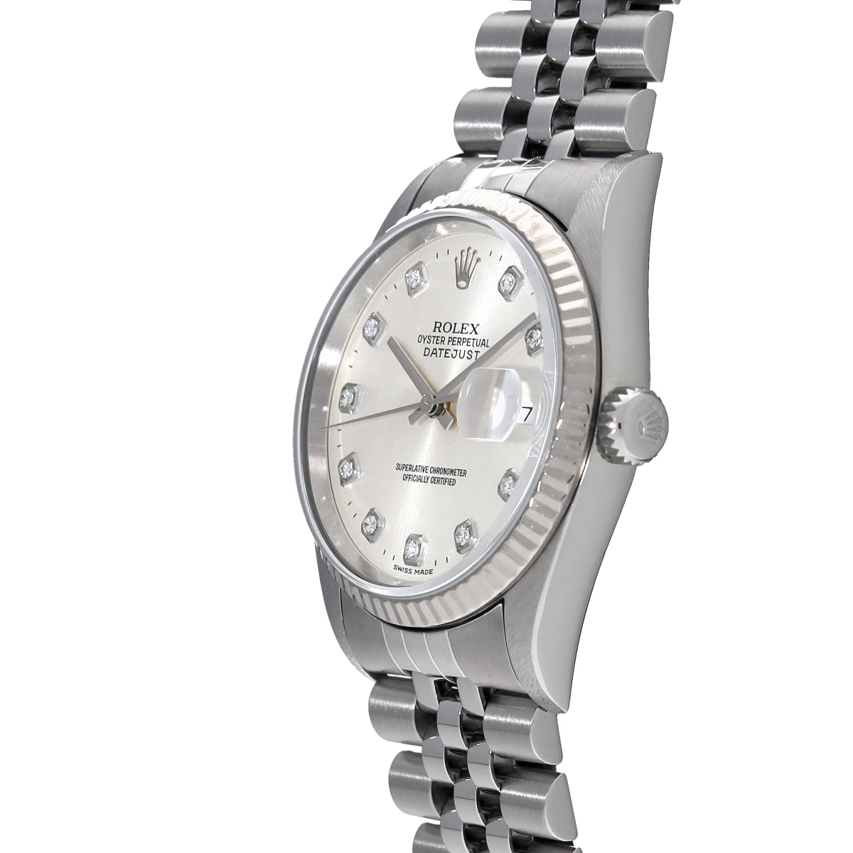 DATE JUST 16234G T (manufactured circa 1997) Silver/Diamond ROLEX Men's [Pre-Owned].