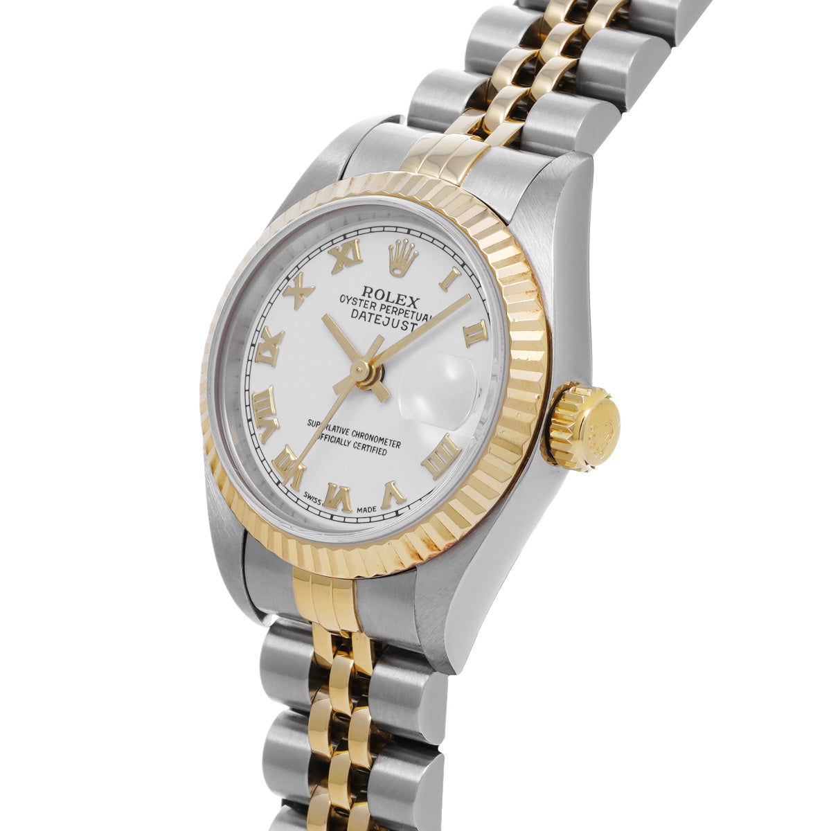 DATE JUST 79173 K (manufactured circa 2002) White ROLEX Ladies [Pre-Owned].