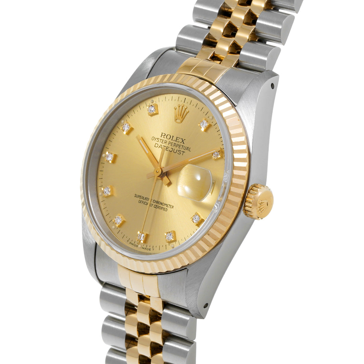 Datejust 16233G E (manufactured circa 1990) Champagne/Diamond ROLEX Men's [Pre-Owned].