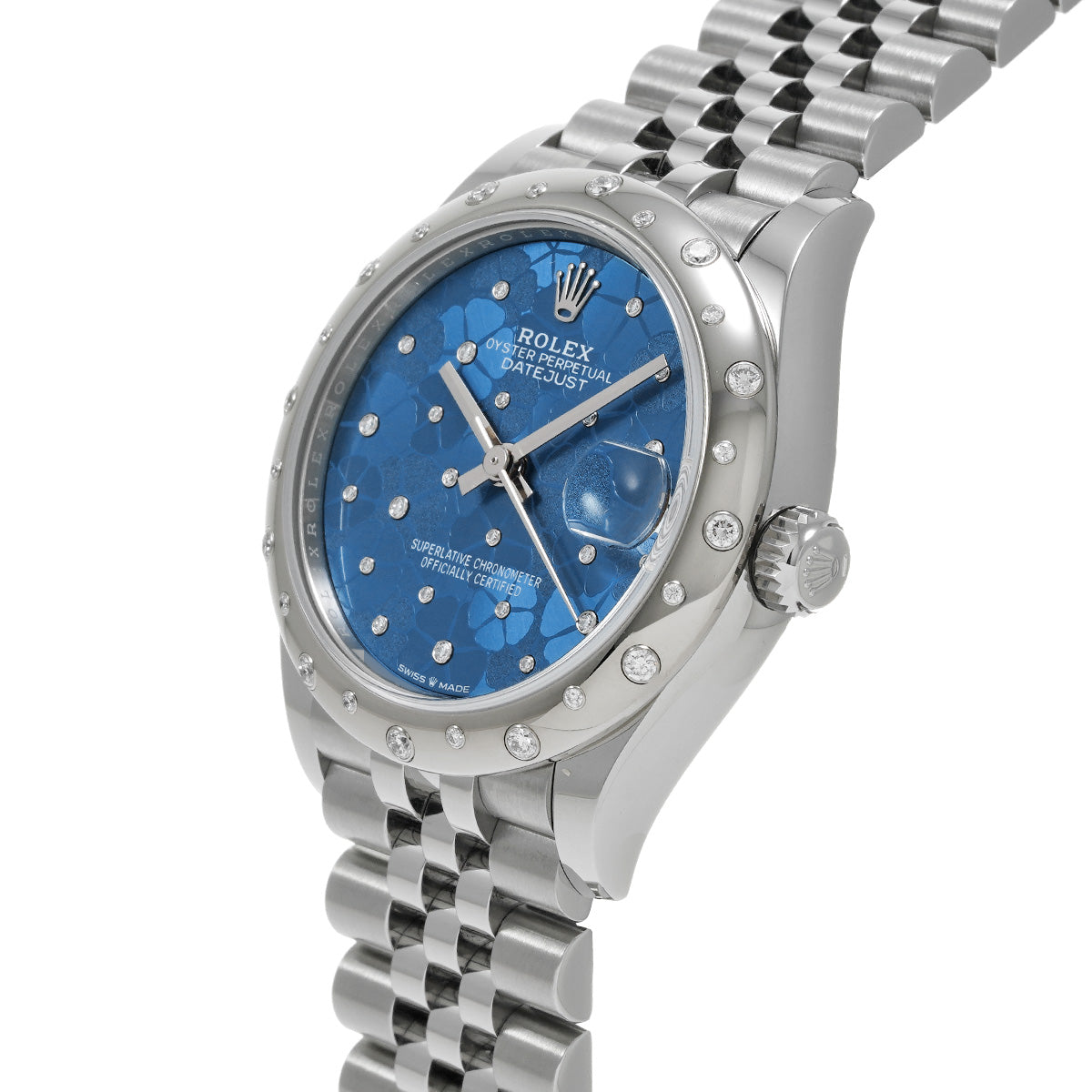 DATE JUST 31 278344RBR Random Serial Azzurro Blue Floral-Motif/Diamond ROLEX Unisex [Pre-Owned].