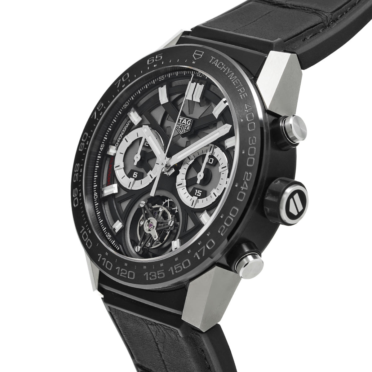 CARRERA Calibre Heuer 02T Chronograph Tourbillon CAR5A8Y.FC6377 Black TAG HEUER Men's [Pre-Owned].