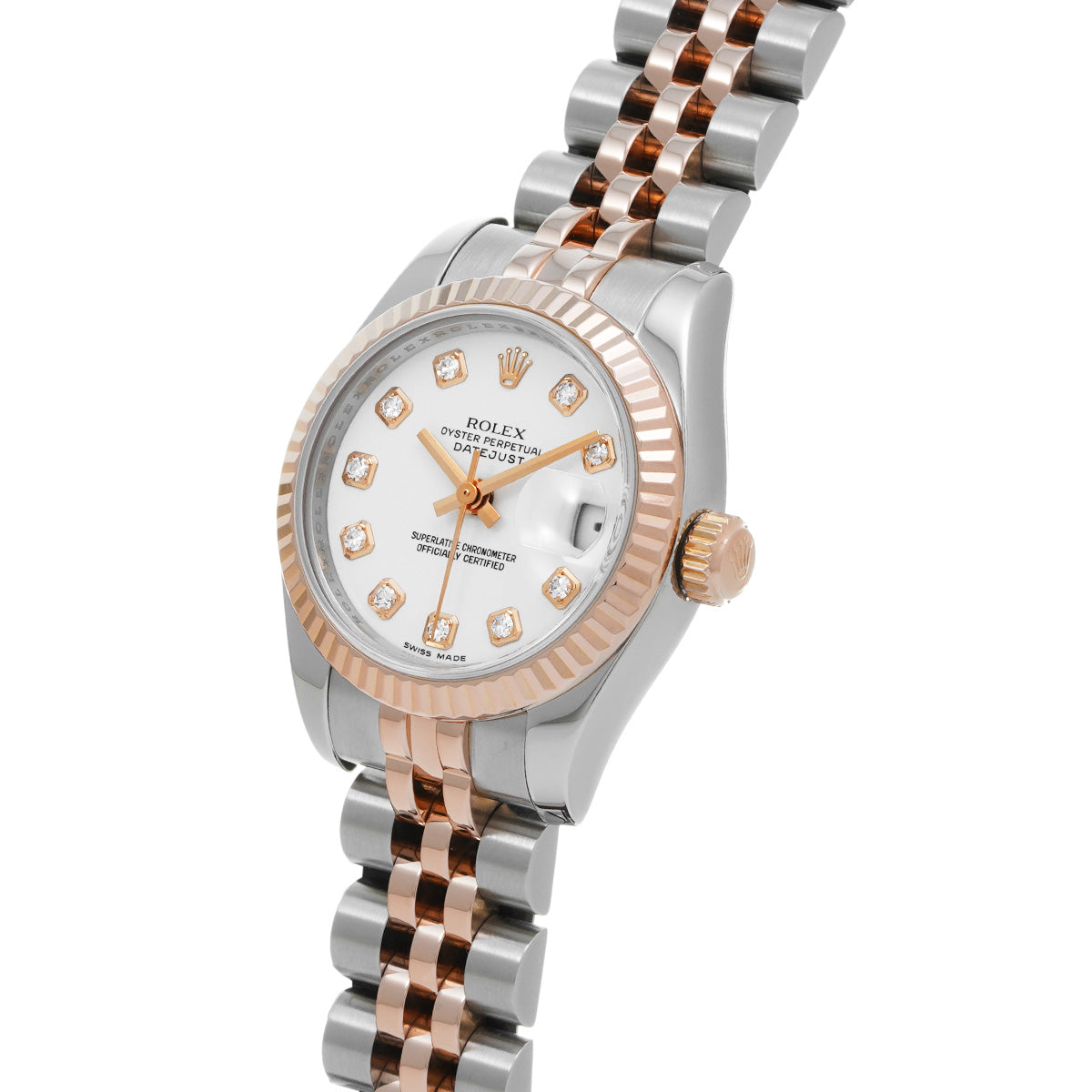 DATE JUST 179171G (manufactured circa 2005) White/Diamond ROLEX Ladies [Pre-Owned].