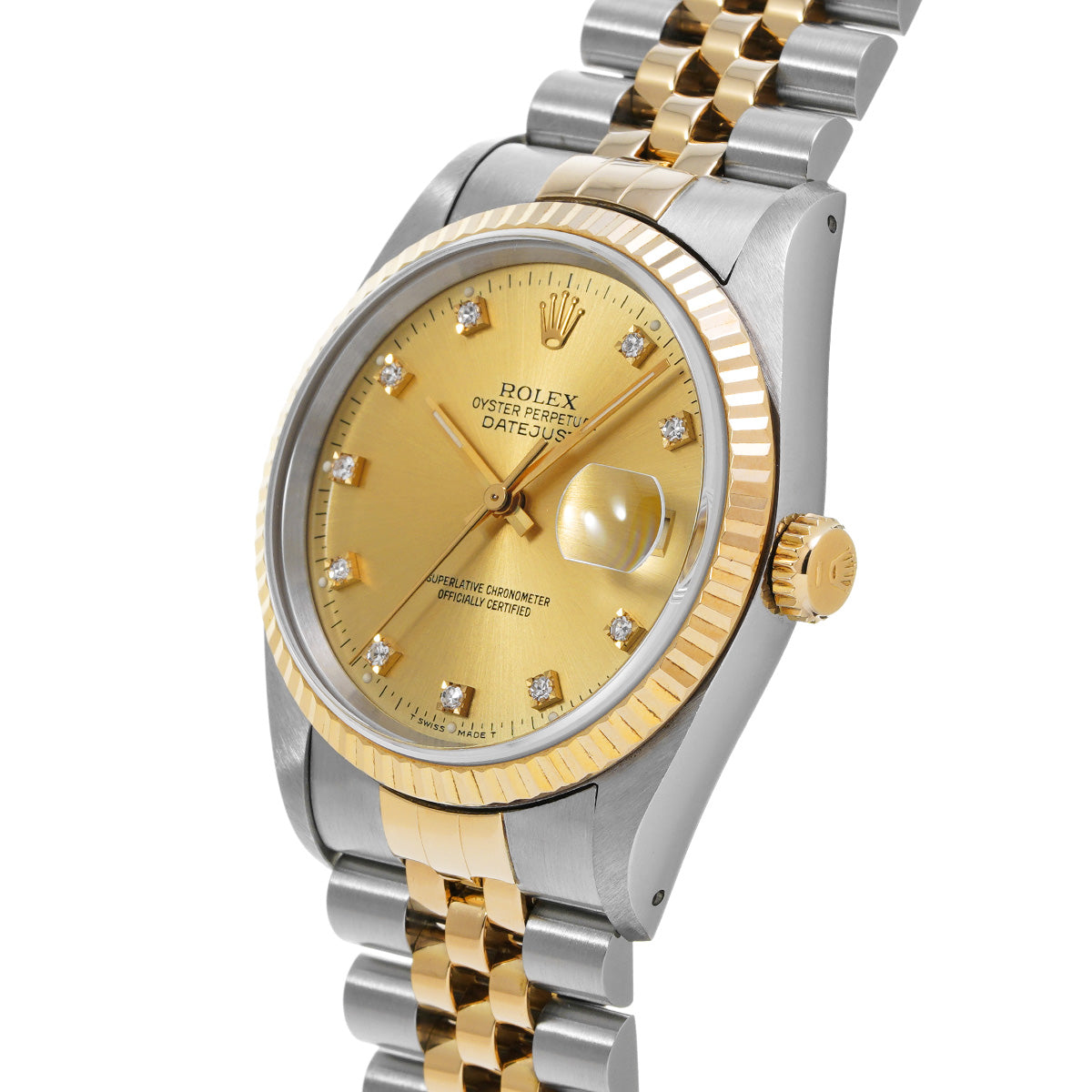 DATE JUST 16233G X (manufactured circa 1991) Champagne/Diamond ROLEX Men's [Pre-Owned].