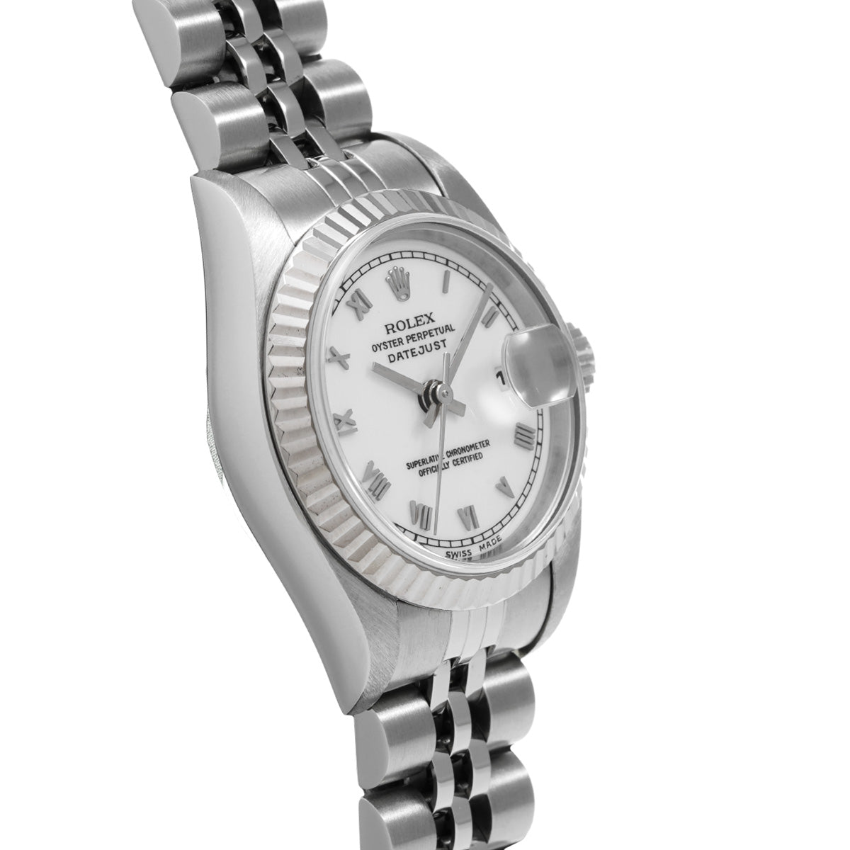 DATE JUST 69174 U (manufactured circa 1997) White ROLEX Ladies [Pre-Owned].