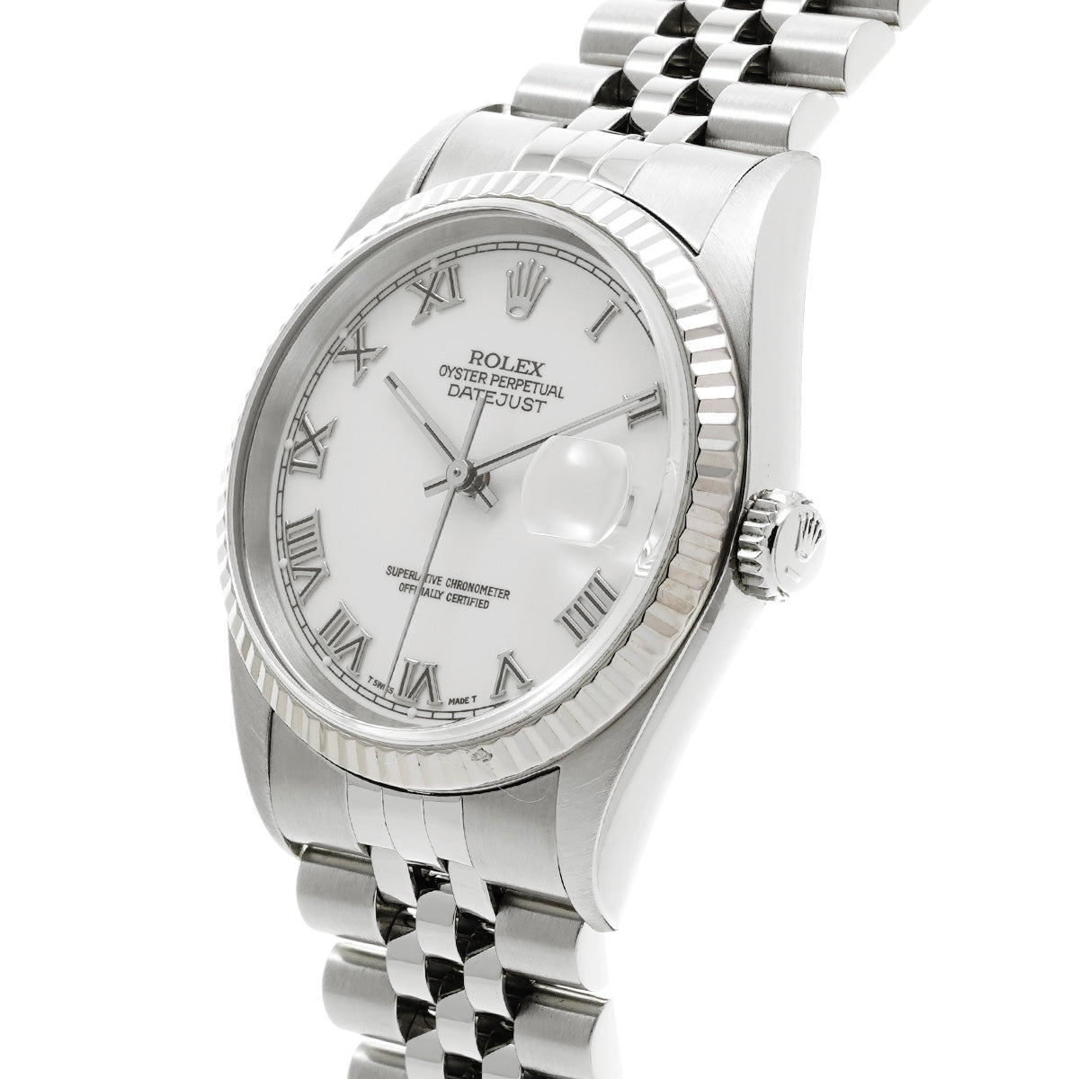 DATE JUST 16234 T (manufactured circa 1996) White ROLEX Men's [Pre-Owned].