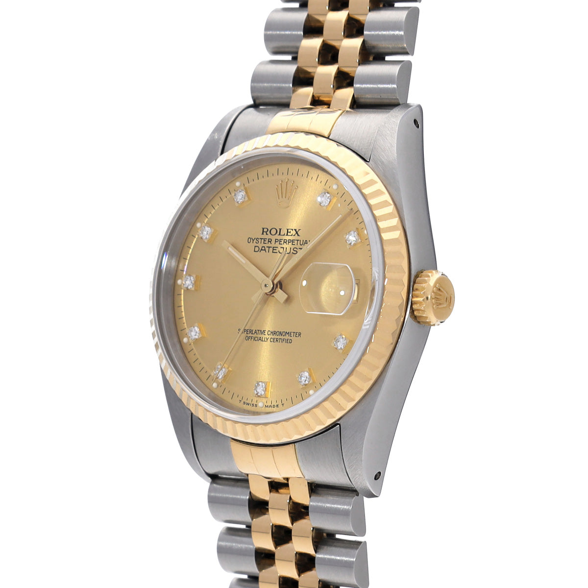 DATE JUST 16233G X (manufactured circa 1993) Champagne/Diamond ROLEX Men's [Pre-Owned].