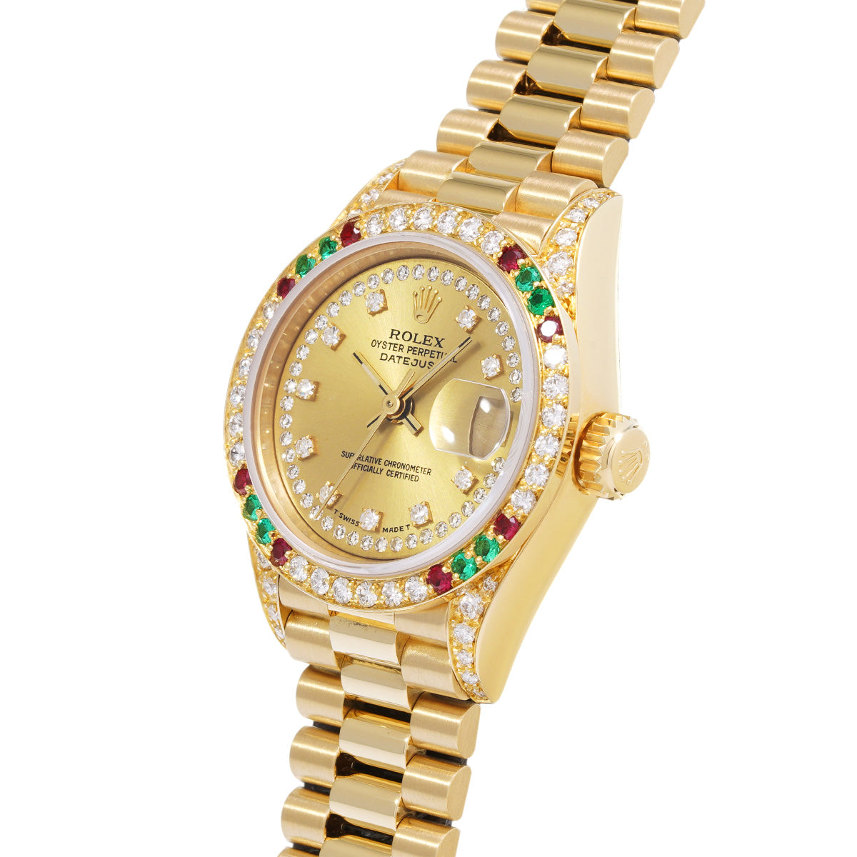 DATE JUST 69038G L (manufactured circa 1990) Champagne/Diamond ROLEX Ladies [Pre-Owned].