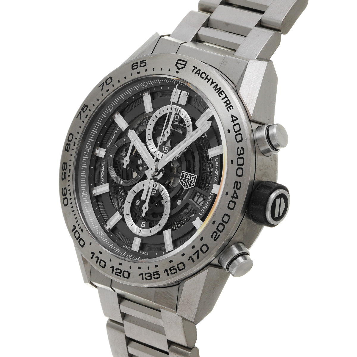 CARRERA CALIBRE HEUER 01 Chronograph Grey Phantom CAR2A8A.BF0707 Black TAG HEUER Mens [Pre-Owned].