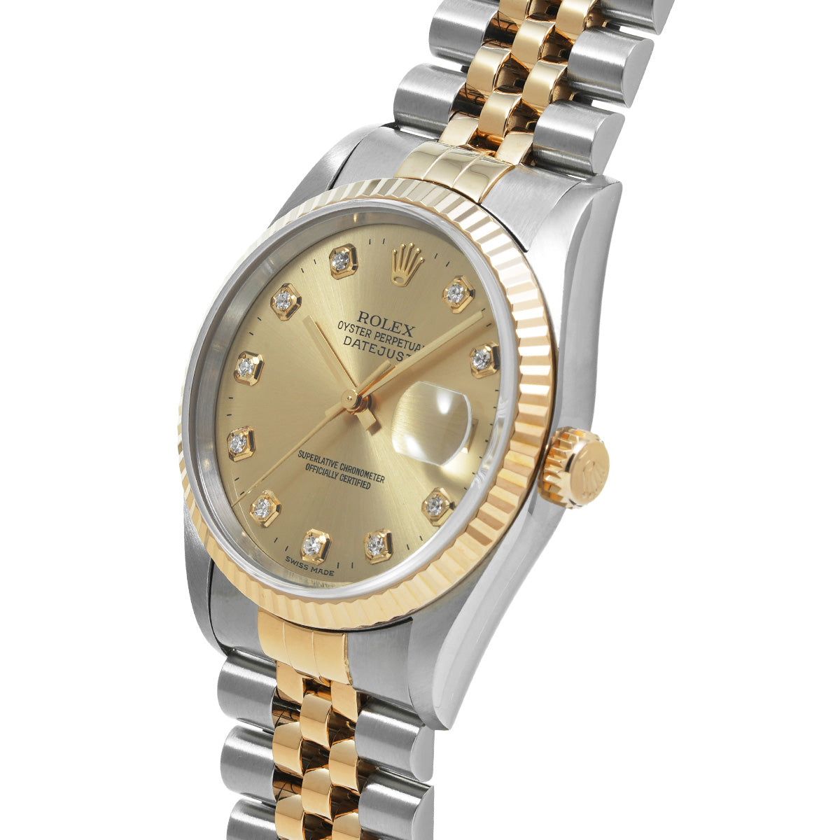 Datejust 16233G T (manufactured circa 1996) Champagne/Diamond ROLEX Men's [Pre-Owned].