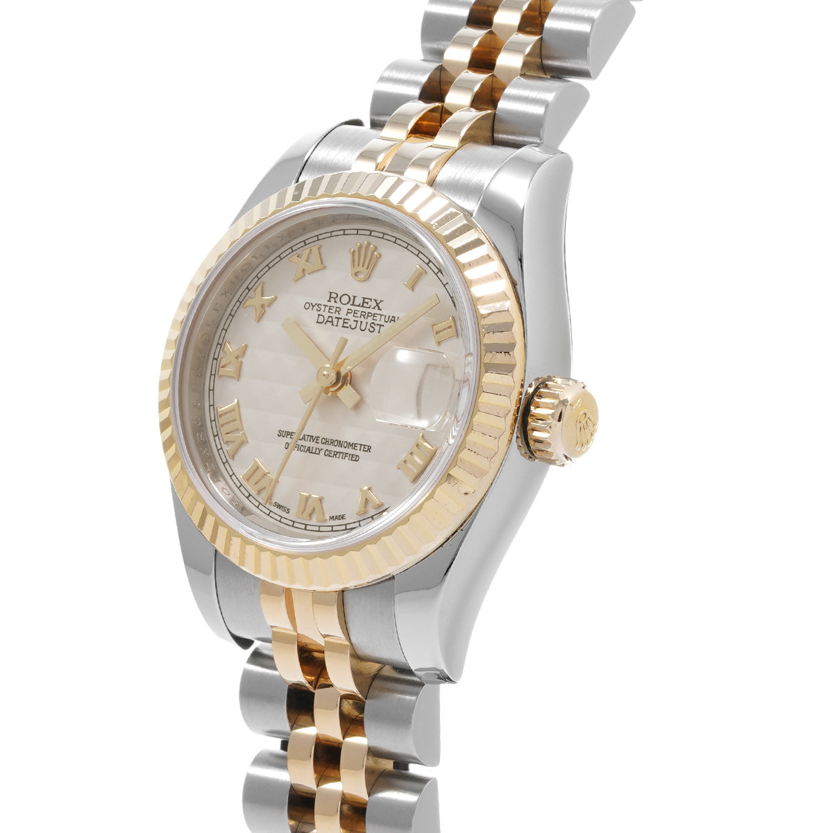 DATE JUST 179173 M (made around 2008) Ivory Pyramid ROLEX Ladies [Pre-Owned].