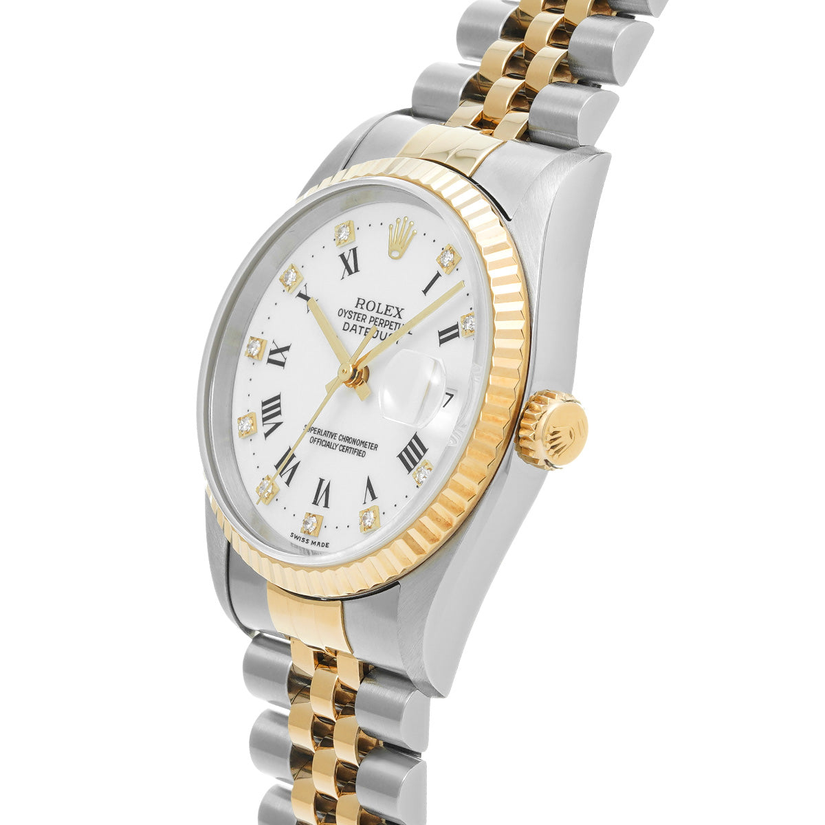 DATE JUST 16233G W (made around 1995) White/Diamond ROLEX Men's [Pre-Owned].